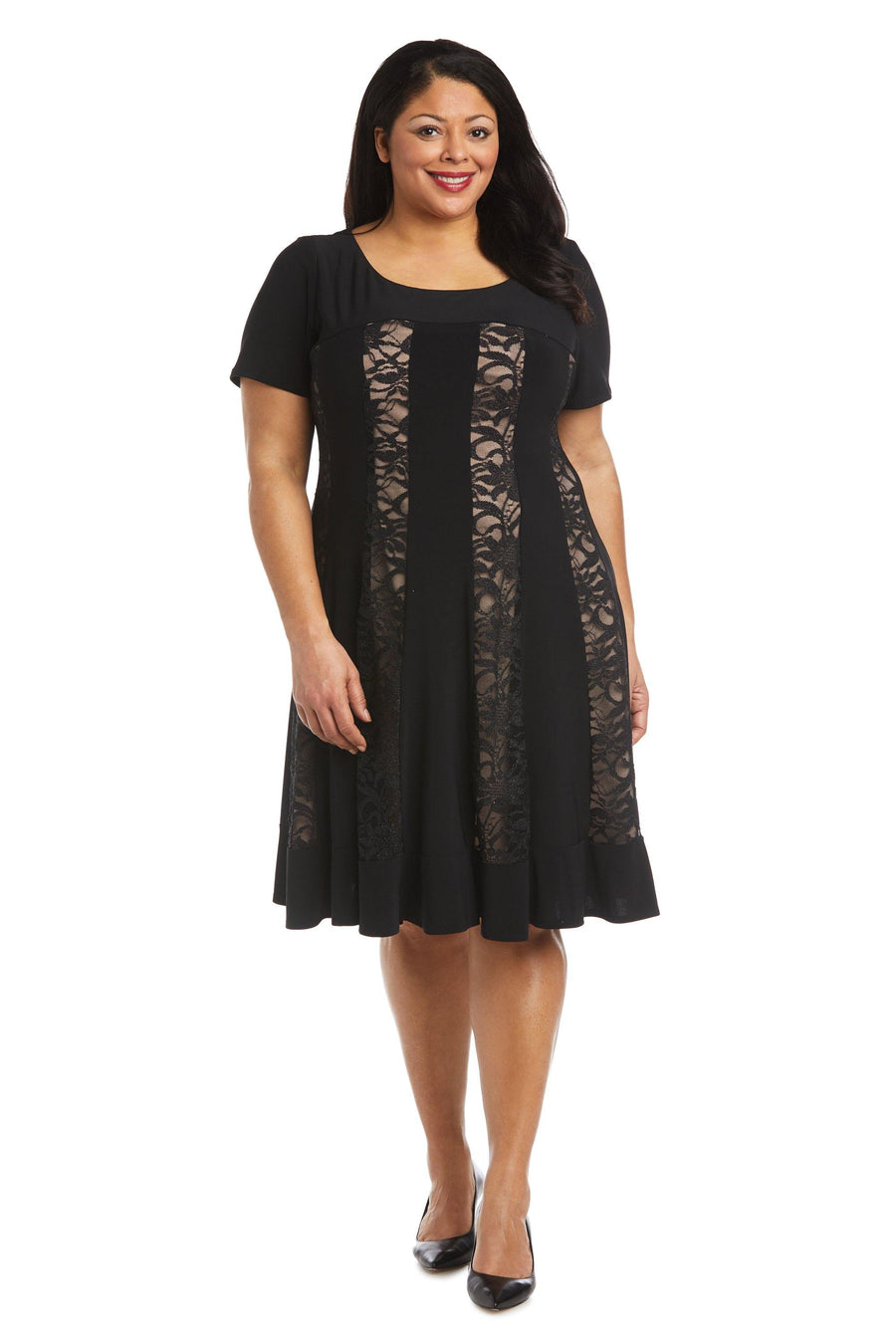 R&M Richards Short Plus Size Lace Dress 7769W - The Dress Outlet