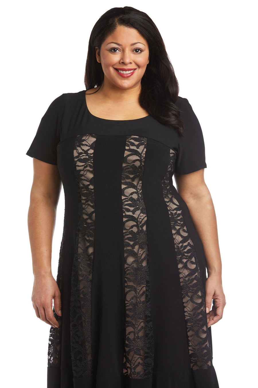 R&M Richards Short Plus Size Lace Dress 7769W - The Dress Outlet