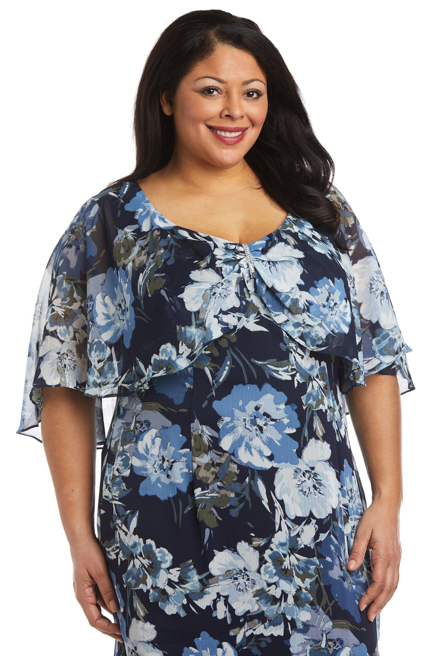 R&M Richards Plus Size High Low Chiffon Dress 7770W - The Dress Outlet