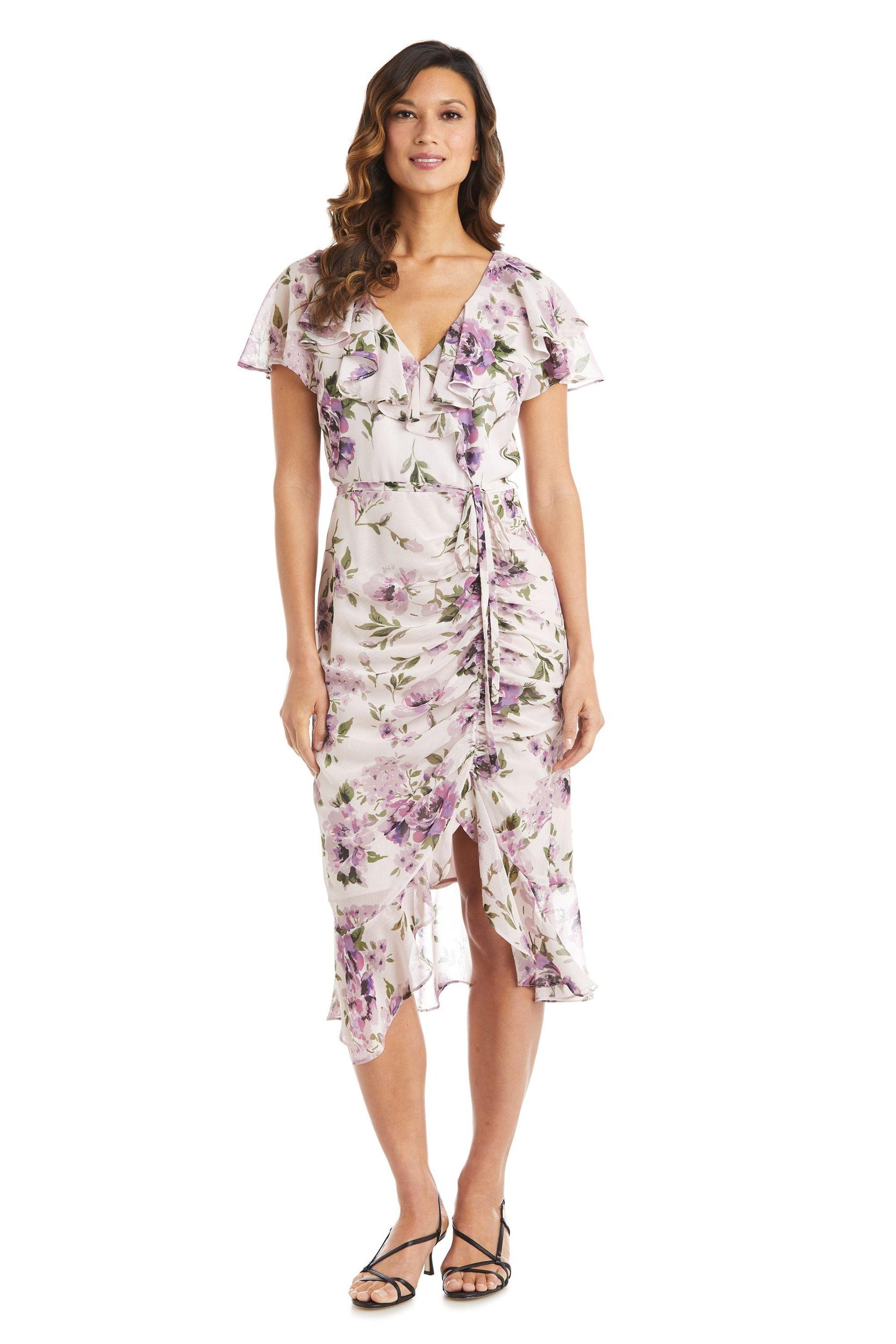 R&M Richards High Low Floral Chiffon Dress 7776 - The Dress Outlet