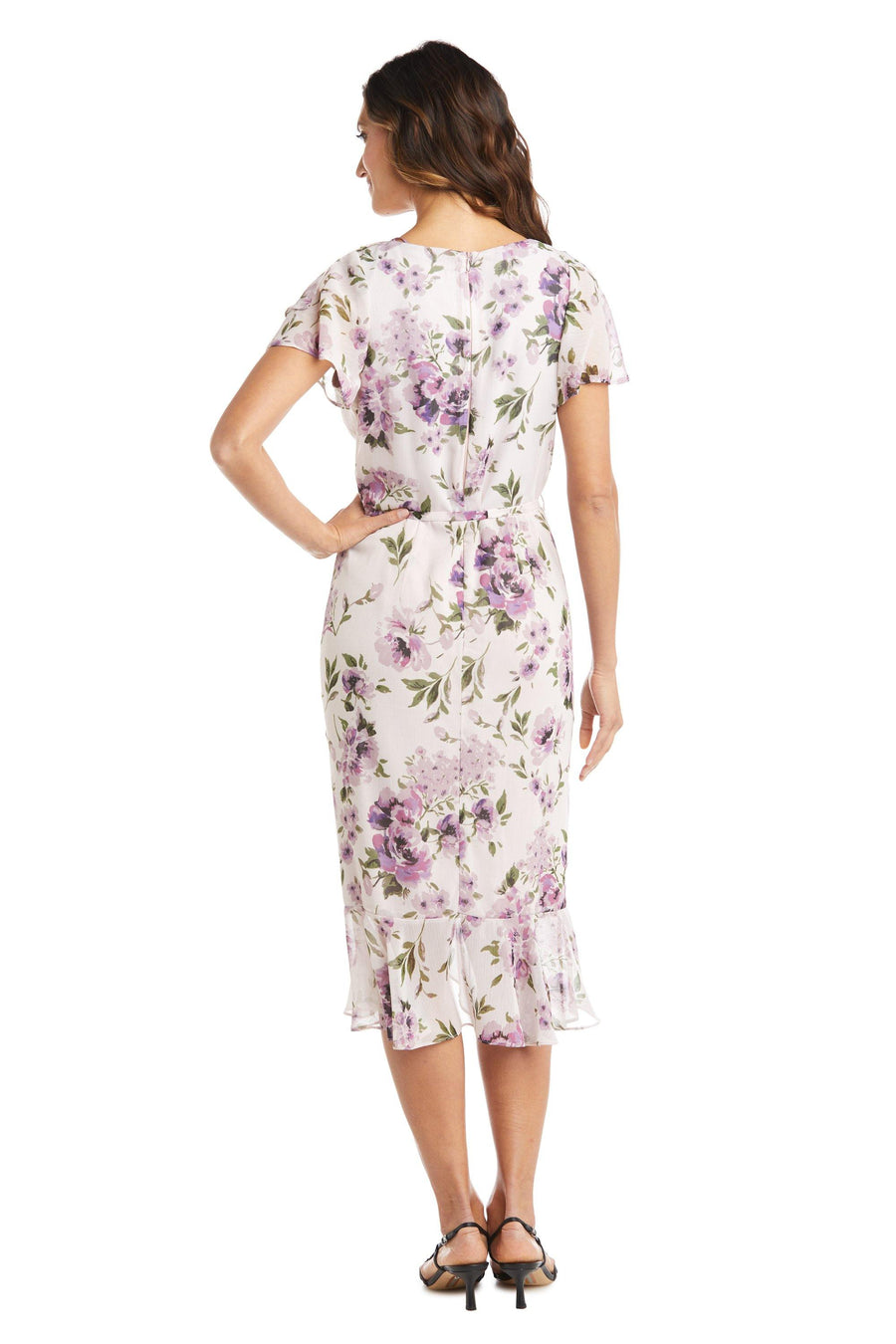 R&M Richards High Low Floral Chiffon Dress 7776 - The Dress Outlet