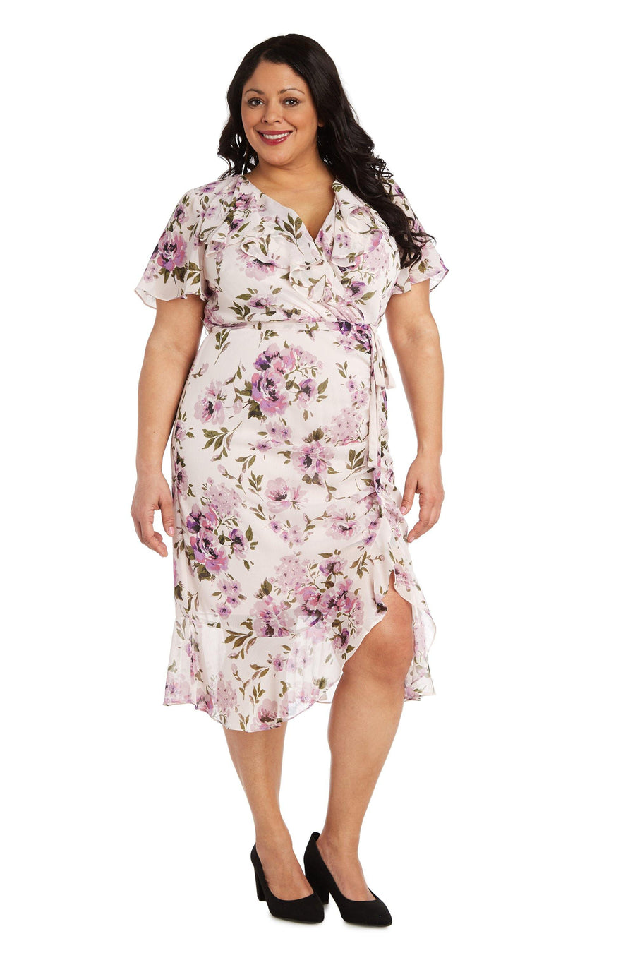 R&M Richards High Low Plus Size Chiffon Dress 7776W - The Dress Outlet