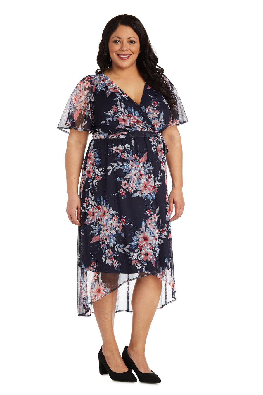 R&M Richards Plus  Size Print High Low Dress 7790W - The Dress Outlet