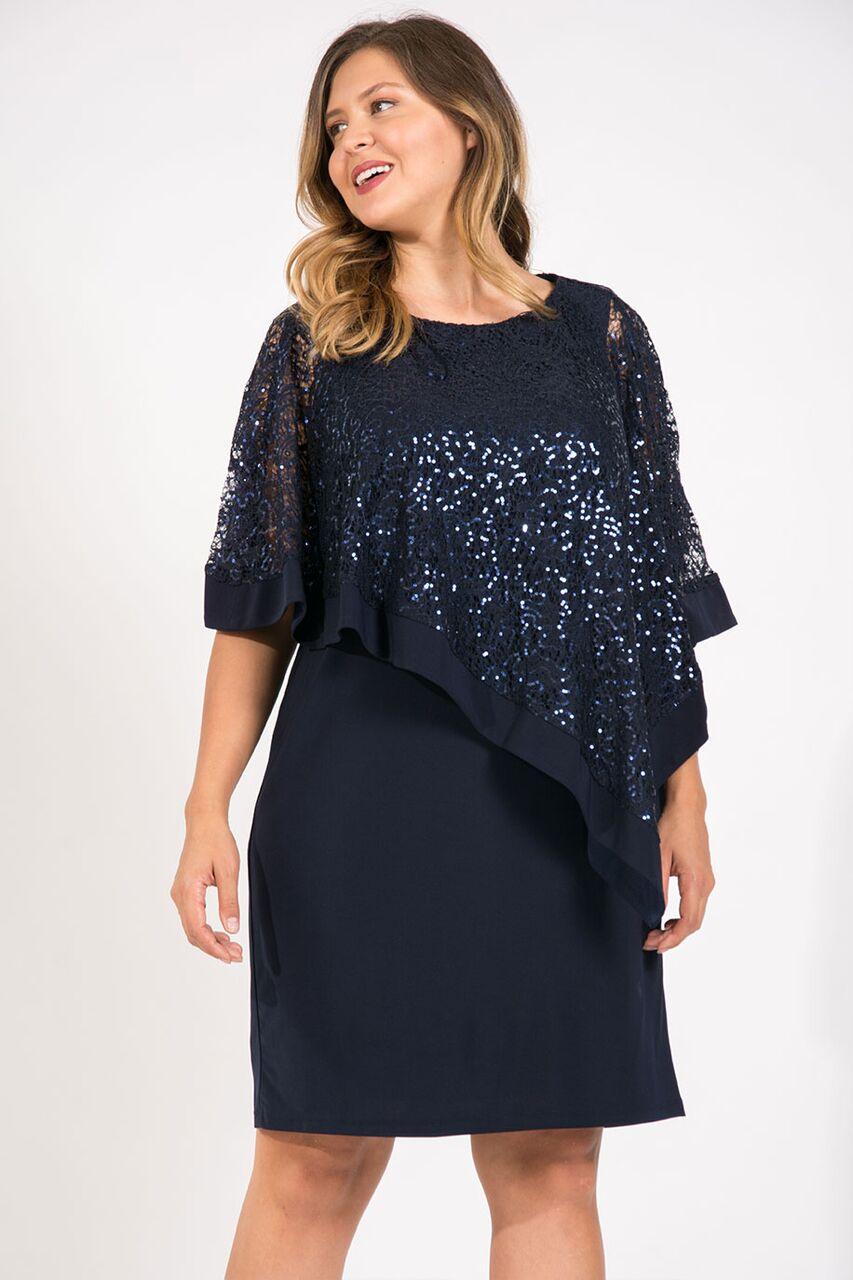 R&M Richards Short Mother of the Bride Poncho Cape Dress - The Dress Outlet R&M Richards