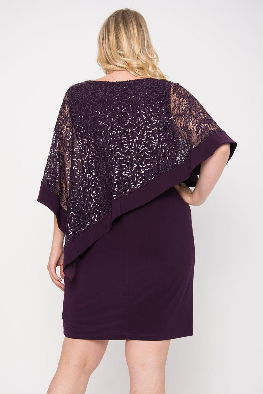 R&M Richards Short Mother of the Bride Poncho Cape Dress - The Dress Outlet R&M Richards