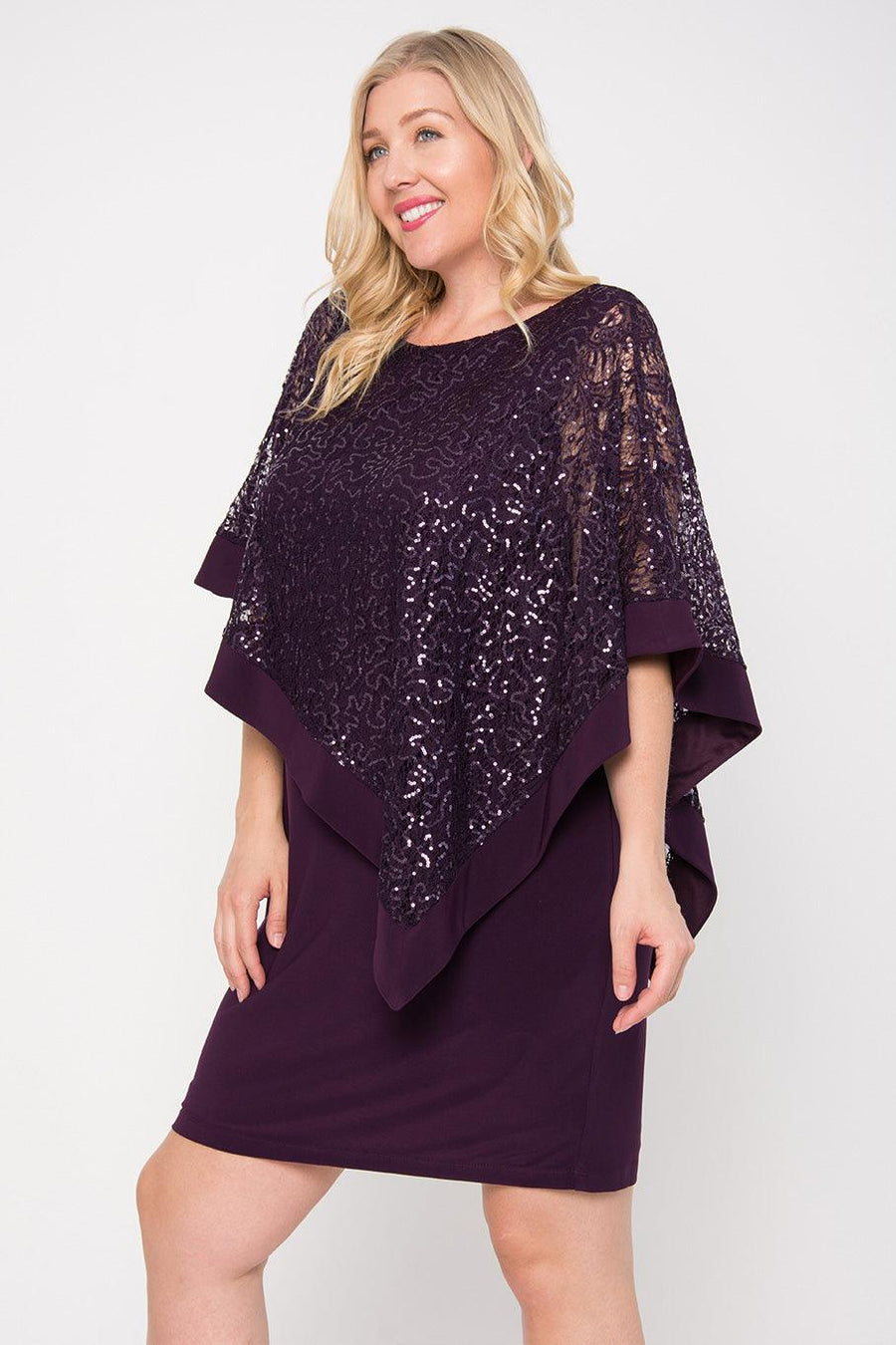 R&M Richards Short Mother of the Bride Poncho Cape Dress - The Dress Outlet R&M Richards