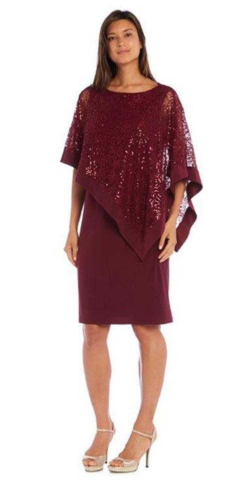 R&M Richards Short Mother of the Bride Poncho Cape Dress - The Dress Outlet R&M Richards