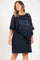 R&M Richards Short Plus Size Mother of the Bride Poncho Cape Dress Navy