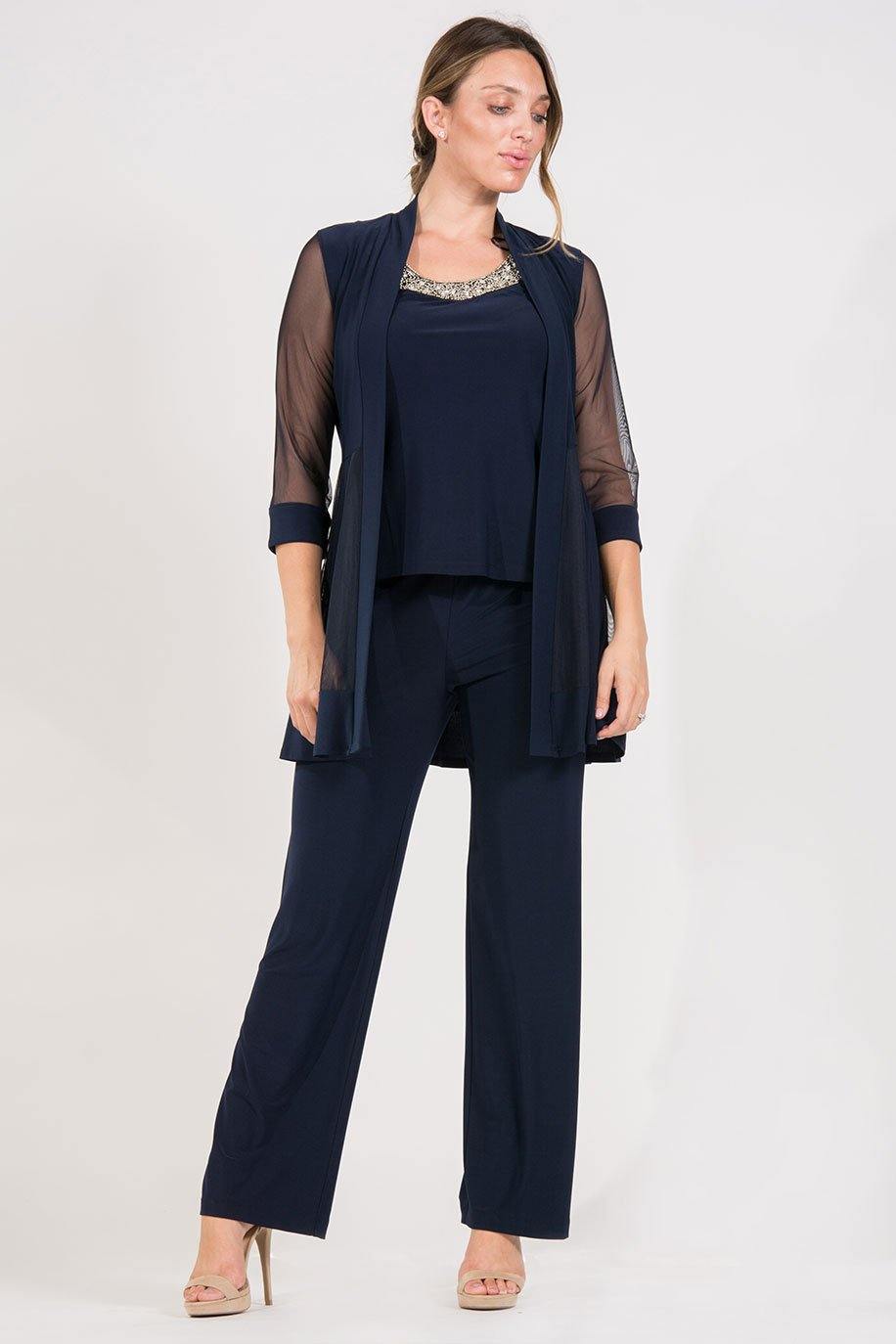 Plus size navy on sale blue pants suit