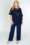 R&M Richards Plus Size Formal Dress Cape Pants Suit - The Dress Outlet R&M Richards