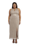 R&M Richards Long Plus Size Metallic Dress 9283W - The Dress Outlet