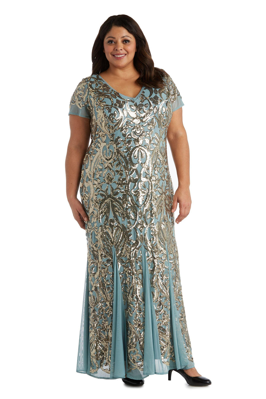 R&M Richards Long Plus Size Formal Dress 5515W - The Dress Outlet