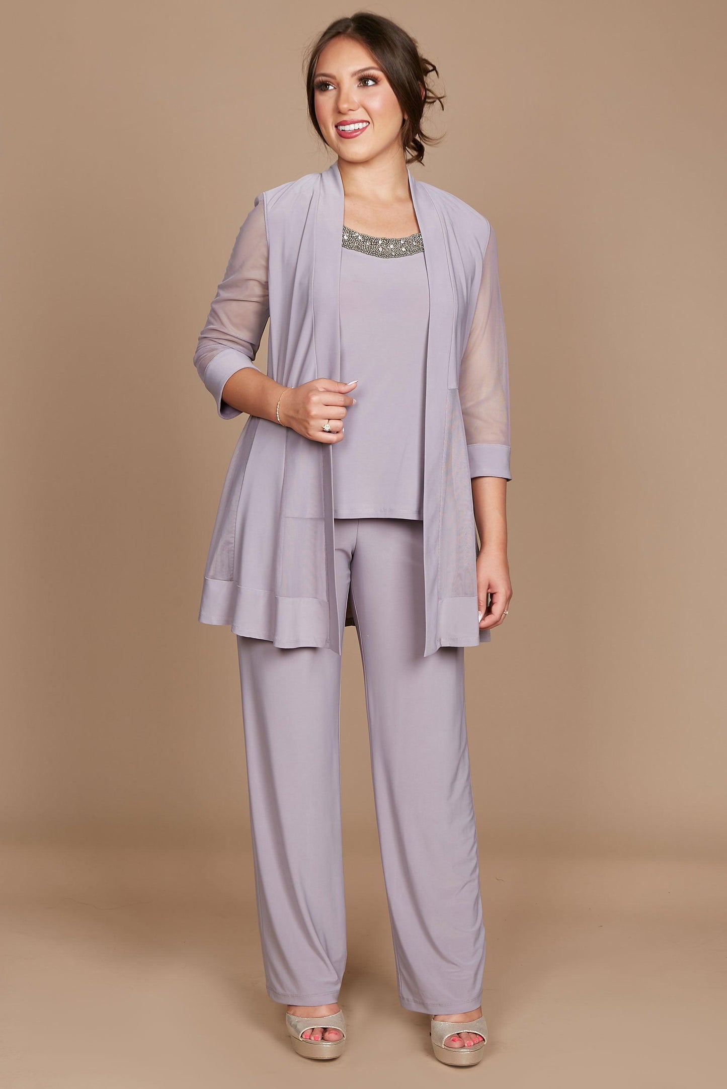 R&M Richards Mother of the Bride Formal Pants Suit Granite