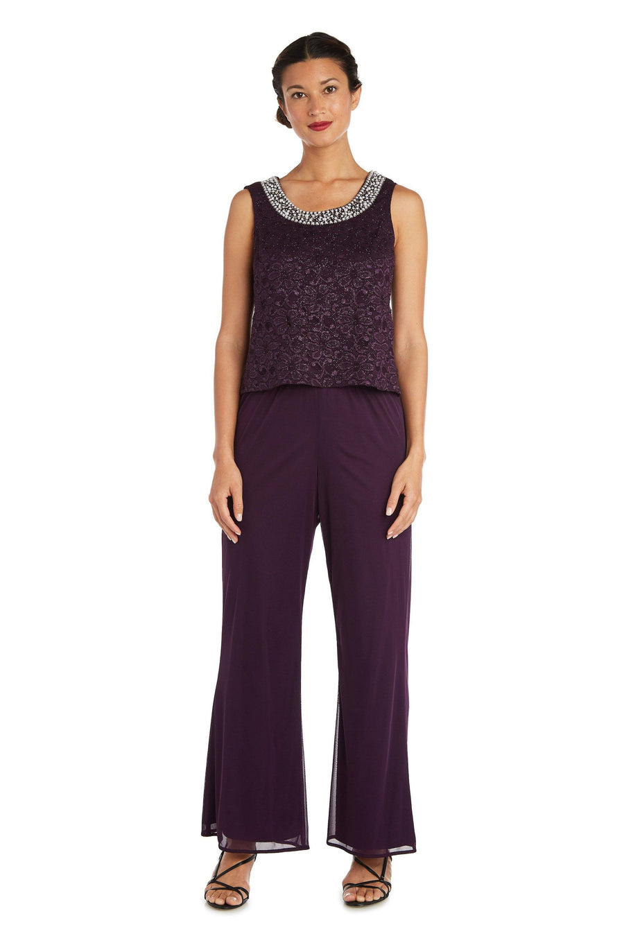 Plum 10P R&M Richards 5008P Petite Lace Pant Suit Sale