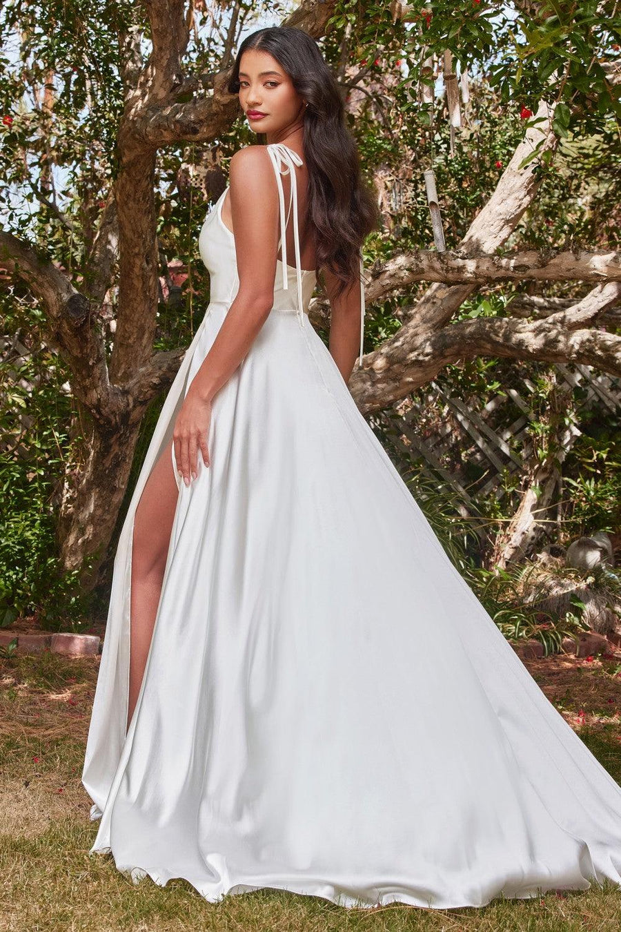 Ravishing Cowl A-Line Satin Wedding Gown - The Dress Outlet