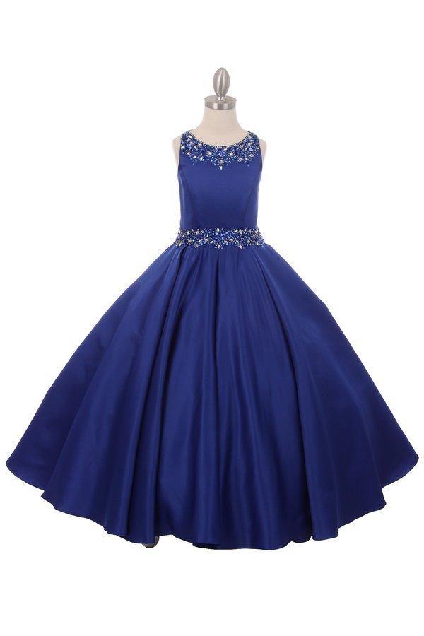 Satin and Sequin Ball Gown Flower Girl Dess - The Dress Outlet Cinderella Couture