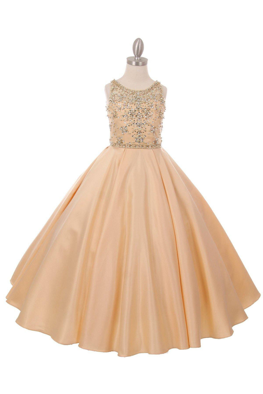 Satin and Sequin Ball Gown Flower Girl Dress - The Dress Outlet Cinderella Couture