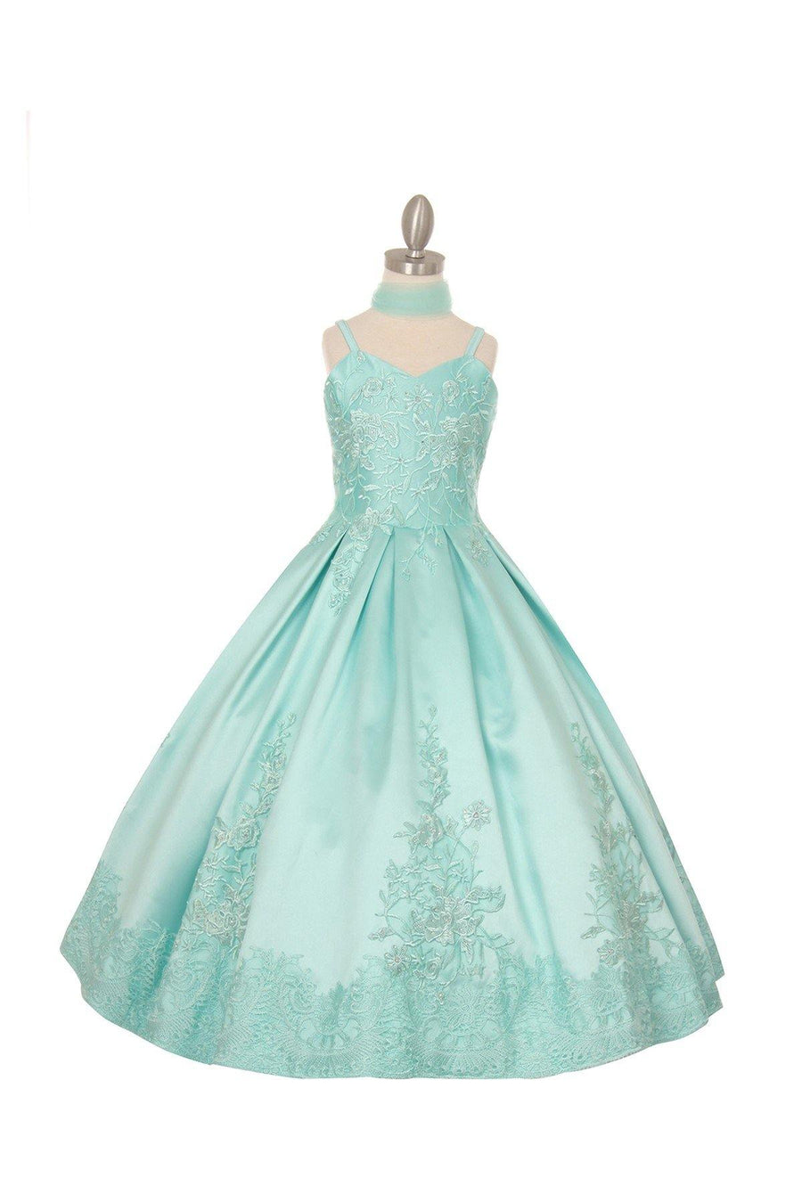 Satin Long Flower Girl Dress - The Dress Outlet Cinderella Couture