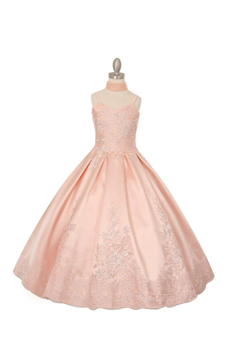 Satin Long Flower Girl Dress - The Dress Outlet Cinderella Couture