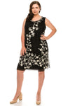 SD Collection Short Plus Size Floral Beaded Dress - The Dress Outlet