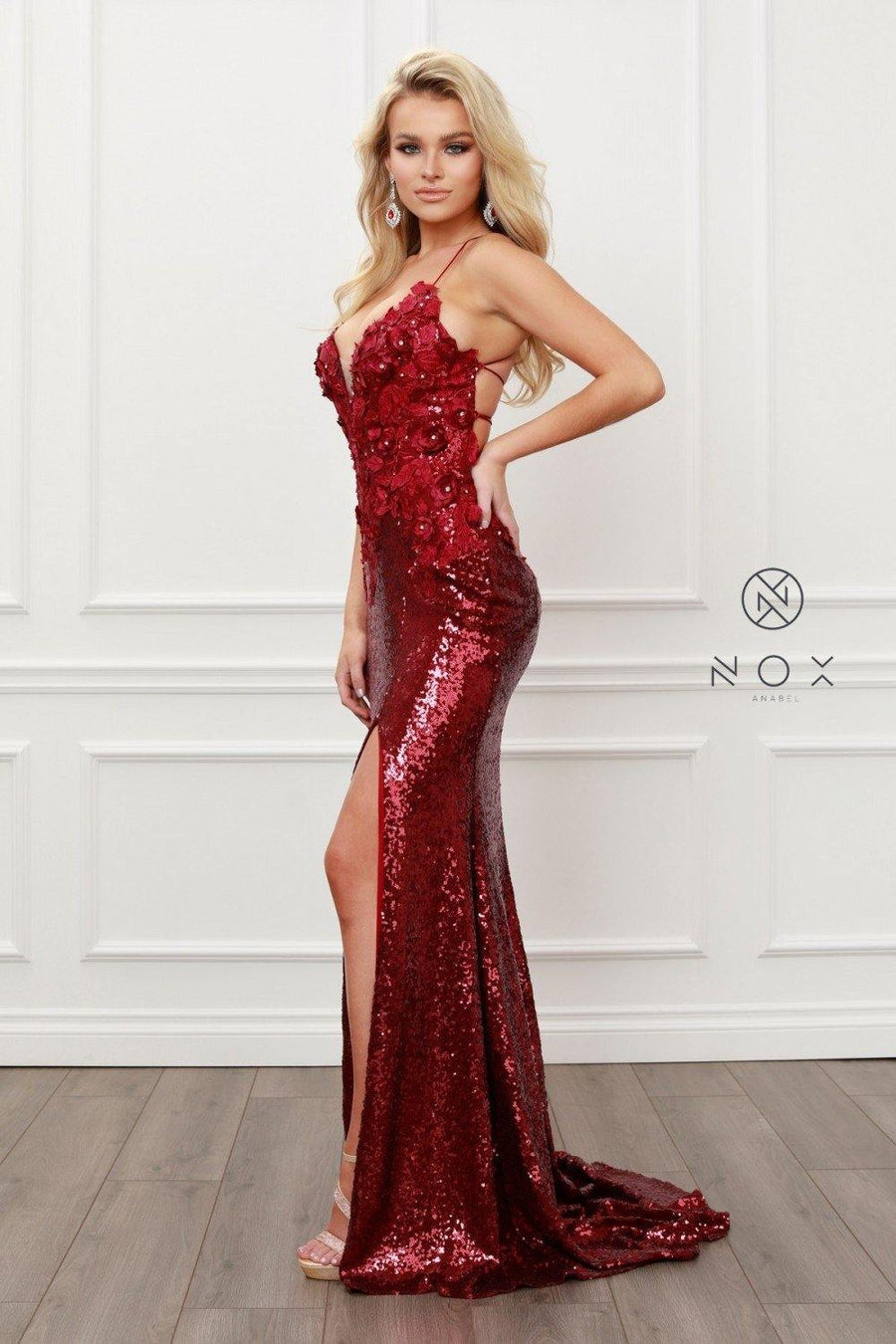 Sexy Long Burgundy Mermaid Dress - The Dress Outlet