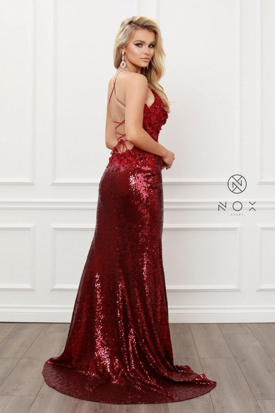 Sexy Long Burgundy Mermaid Dress - The Dress Outlet