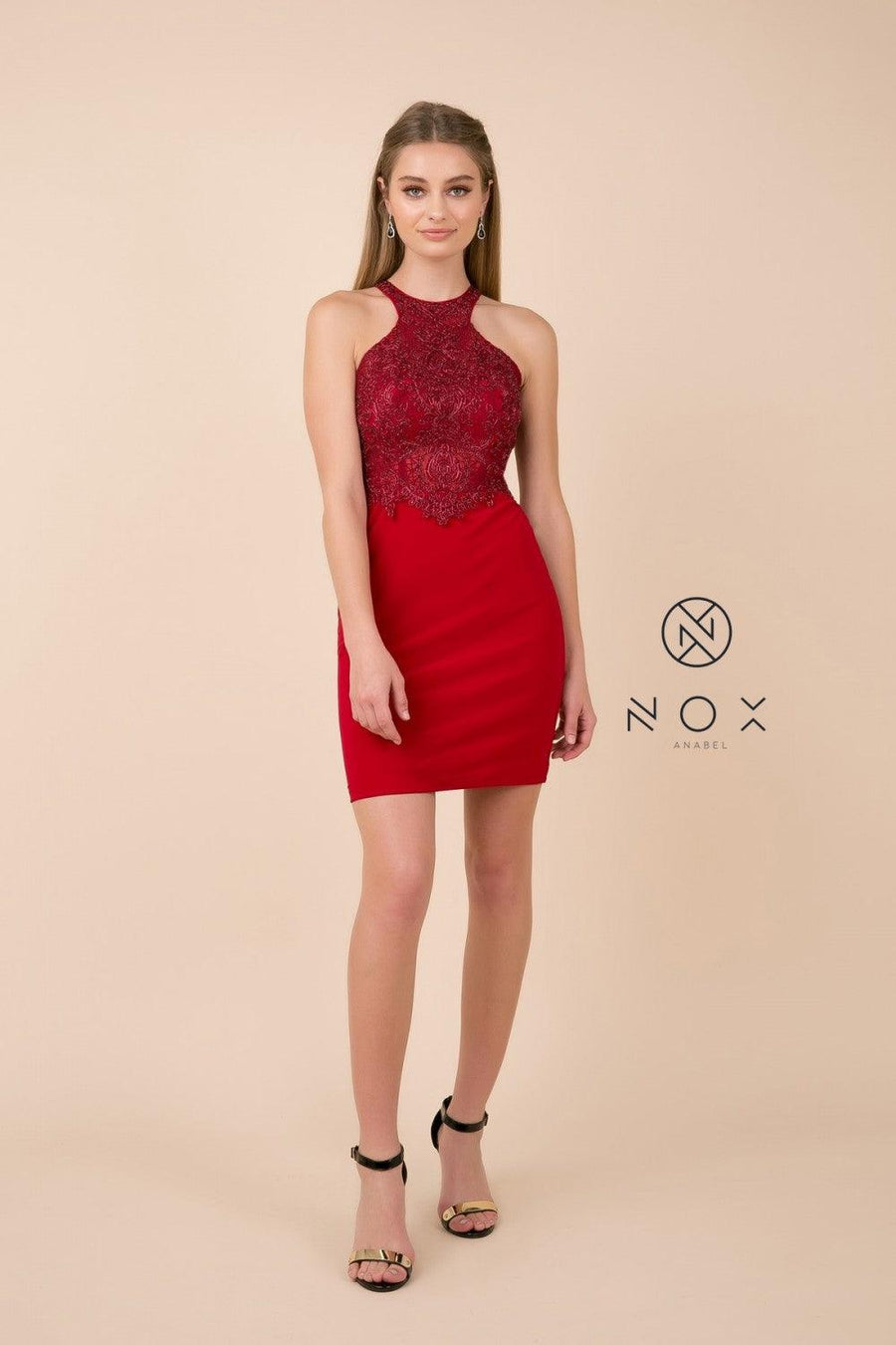 Sexy Short Fitted Dress Formal Cocktail - The Dress Outlet Nox Anabel