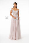 Sheer Bodice Mesh A-Line Long Prom Dress - The Dress Outlet Elizabeth K