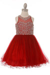 Short Beaded and Tulle Party Dress Flower Girl - The Dress Outlet Cinderella Couture