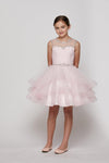 Short Beaded Illusion Neckline Flower Girl Dress - The Dress Outlet Cinderella Couture