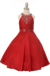 Short Beaded Satin Flower Girl Dress - The Dress Outlet Cinderella Couture