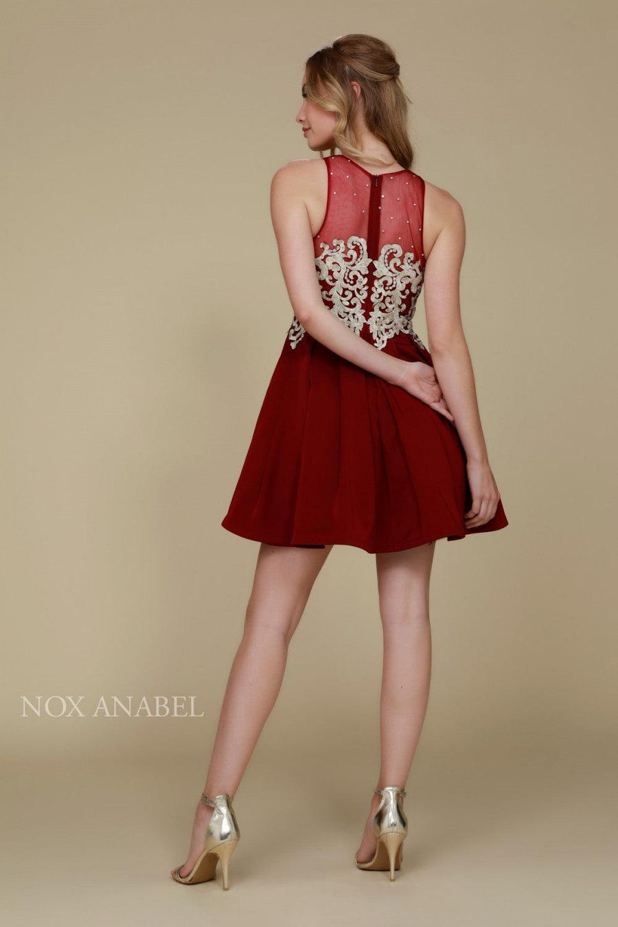 Short Embellished Formal Prom Homecoming Dress - The Dress Outlet Nox Anabel