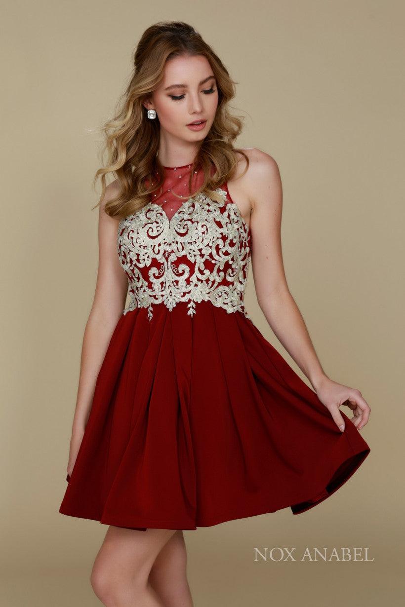 Short Embellished Formal Prom Homecoming Dress - The Dress Outlet Nox Anabel