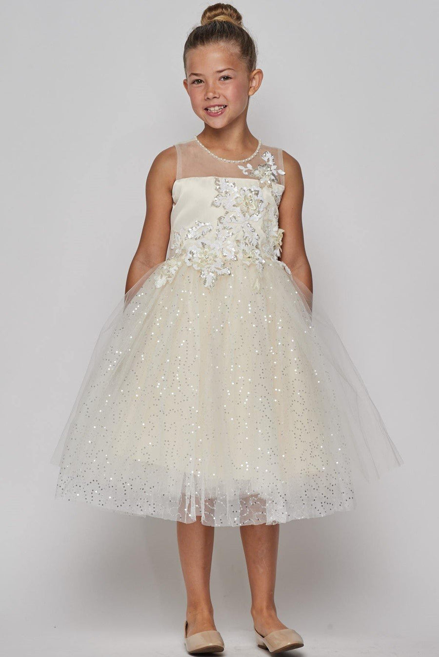 Short Embellished Gown Flower Girls Dress - The Dress Outlet Cinderella Couture