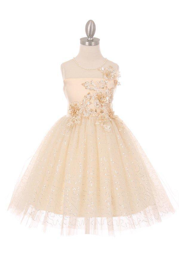 Short Embellished Gown Flower Girls Dress - The Dress Outlet Cinderella Couture