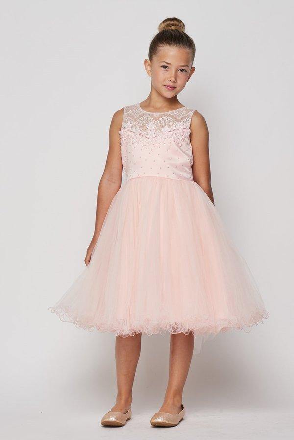 Short Embellished Gown Flowers Girl Dress - The Dress Outlet Cinderella Couture