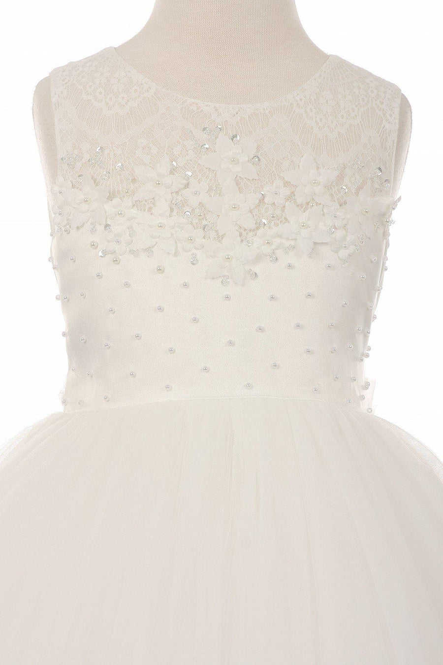 Short Embellished Gown Flowers Girl Dress - The Dress Outlet Cinderella Couture