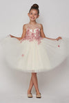 Short Floral Embellished Gown Flower Girls Dress - The Dress Outlet Cinderella Couture