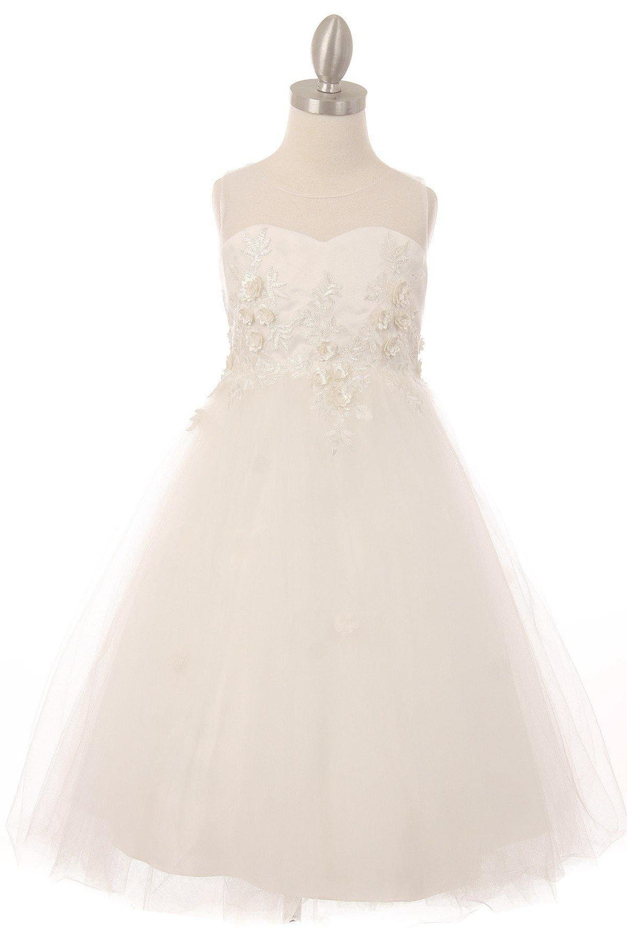 Short Floral Embellished Gown Flower Girls Dress - The Dress Outlet Cinderella Couture