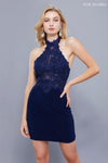 Short Formal Halter Open Back Prom Cocktail Dress - The Dress Outlet Nox Anabel