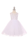 Short Gold Embroidered Gown Flower Girls Dress - The Dress Outlet Cinderella Couture