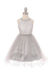 Short Halter Style Lace and Rhinestone Flower Girl Dress - The Dress Outlet Cinderella Couture