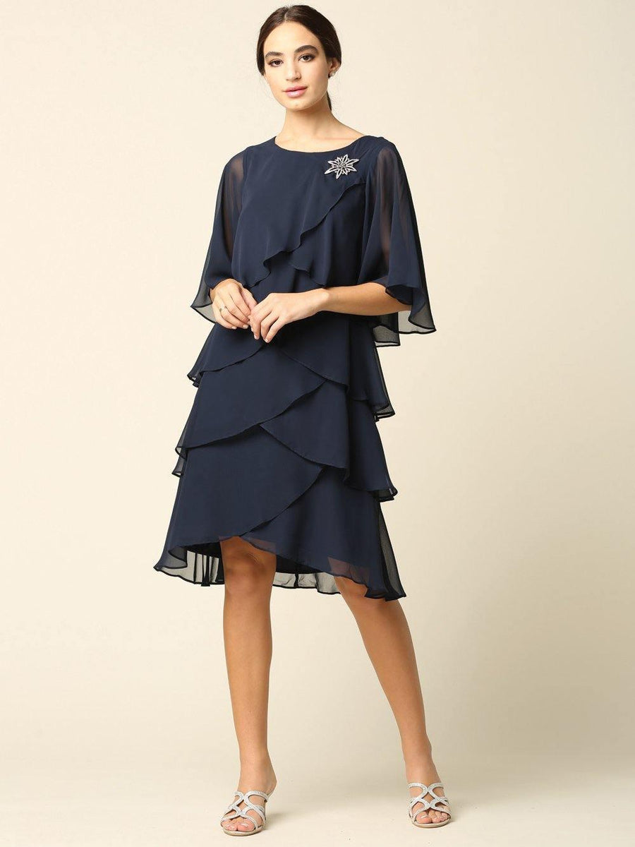 Short Mother of the Bride Chiffon Cocktail Dress - The Dress Outlet Eva Fashion