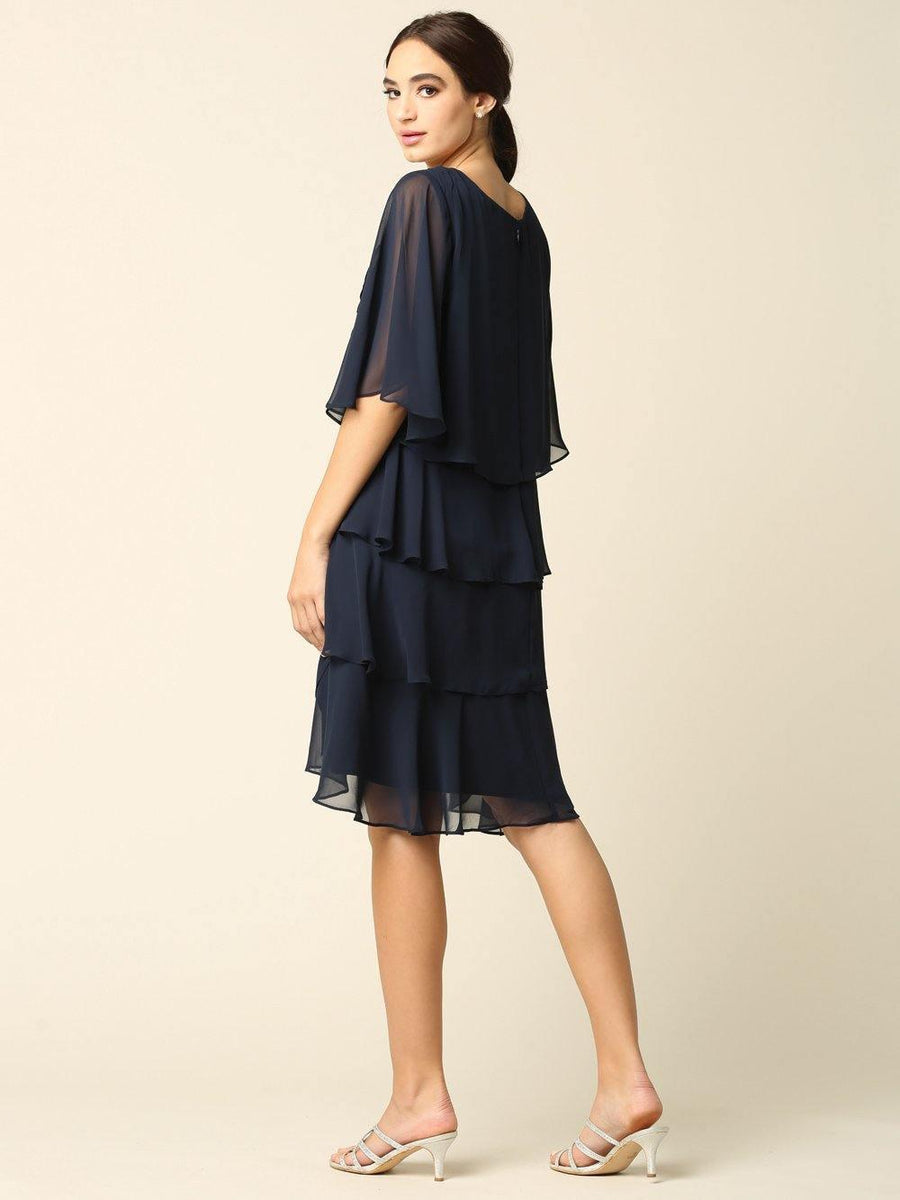 Short Mother of the Bride Chiffon Cocktail Dress - The Dress Outlet Eva Fashion