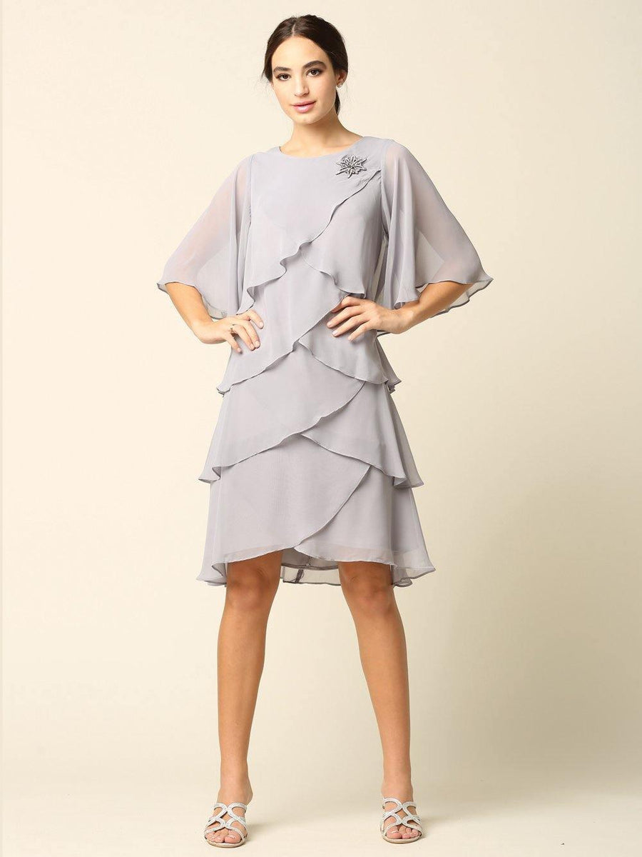 Short Mother of the Bride Chiffon Cocktail Dress - The Dress Outlet Eva Fashion