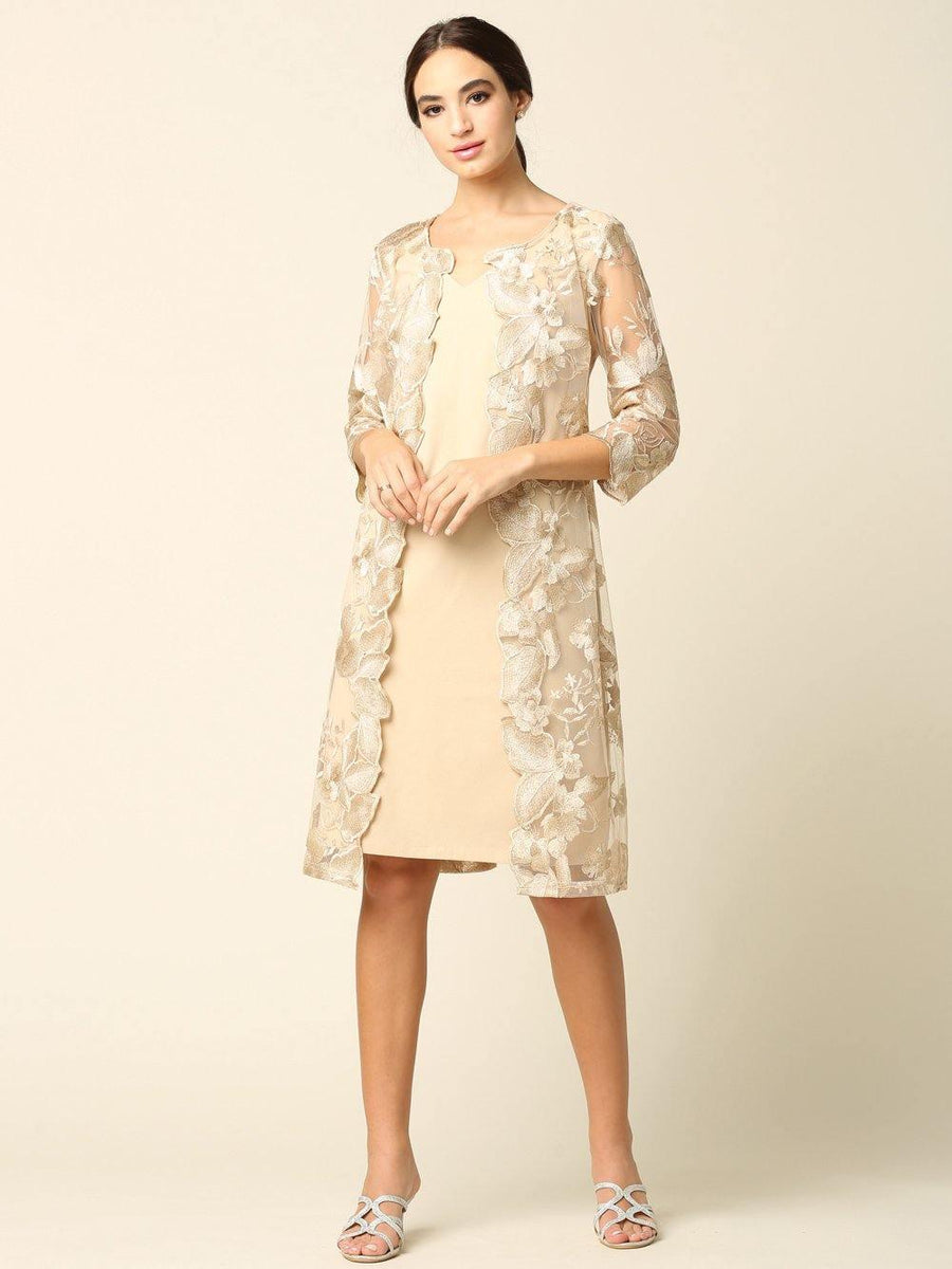 Short Mother of the Bride Chiffon Dress - The Dress Outlet Eva Fashion