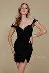 Short Off The Shoulder Black Formal Cocktail Dress - The Dress Outlet Nox Anabel