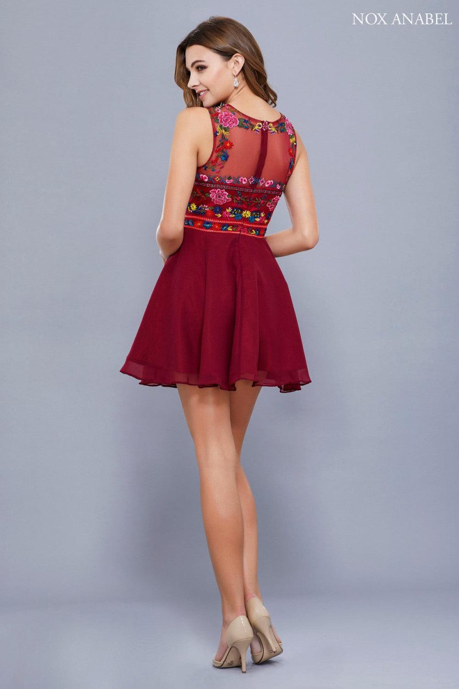 Burgundy XL Short Sexy Embellished Prom Cocktail Dress Sale