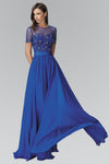 Short Sleeve Chiffon Long Prom Dress Formal - The Dress Outlet Elizabeth K