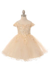 Short Sleeve Embellished Party Flower Girls Dress - The Dress Outlet Cinderella Couture